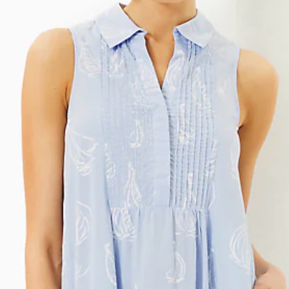 NWOT Lilly Pulitzer Caylinn Sleeveless Popover Dress in the "A Lil Nauti” print - Picture 6 of 7